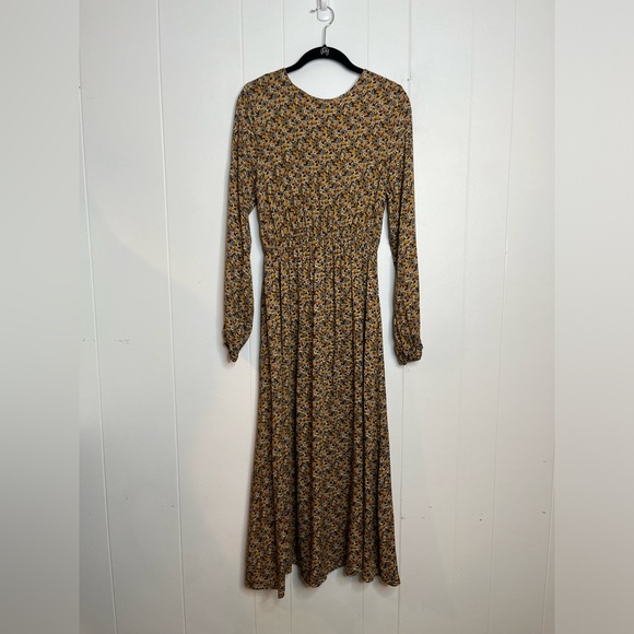 Dresses & Skirts - Yare yellow floral midi dress size medium